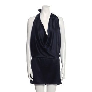 Ramy brook silk cowl neck halter dress